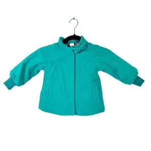 H&M Kid's Green Bow Floral Lined Dressy Pleated Pea Coat Size 12-18 MOS